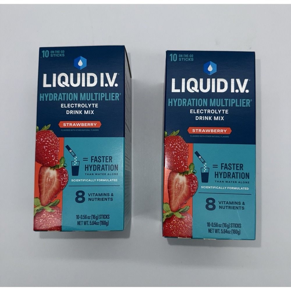 LIQUID I.V. Hydration Multiplier Strawberry Electrolyte Drink Mix Exp 9/27 20 Ct